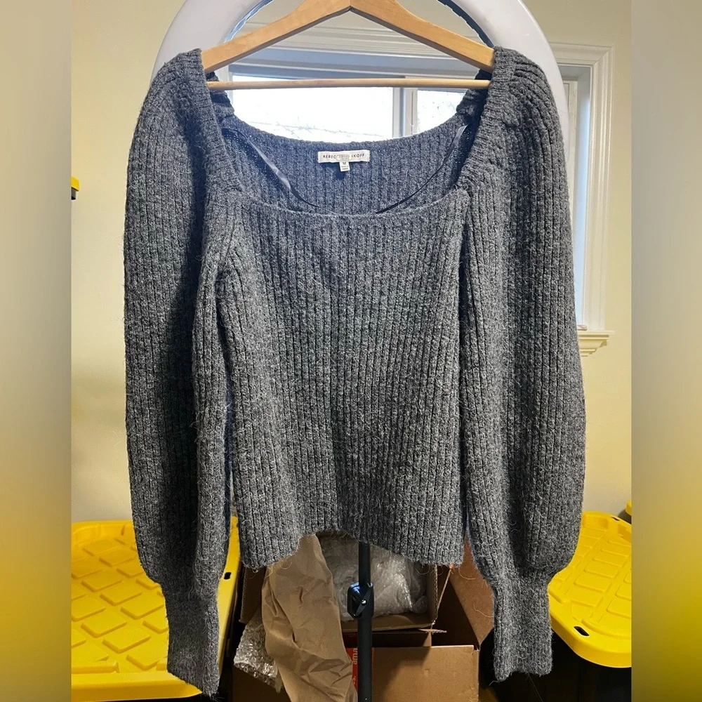 Rebecca Minkoff Grey Wool Puff Sleeve Pixi Sweater - Picture 5 of 15